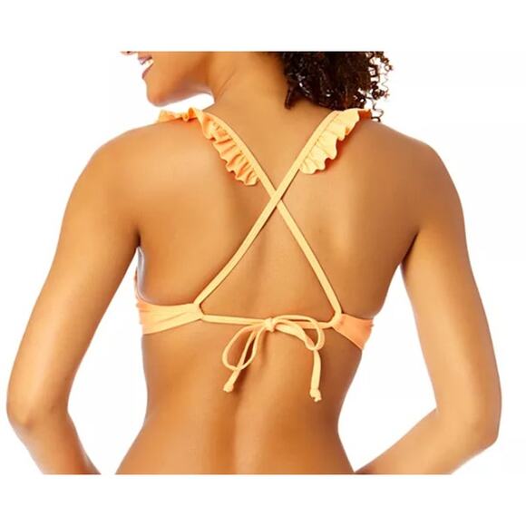 Salt + Cove Women's Ruffle Strap Push-Up Bikini Top in Orange Peach - Picture 2 of 6